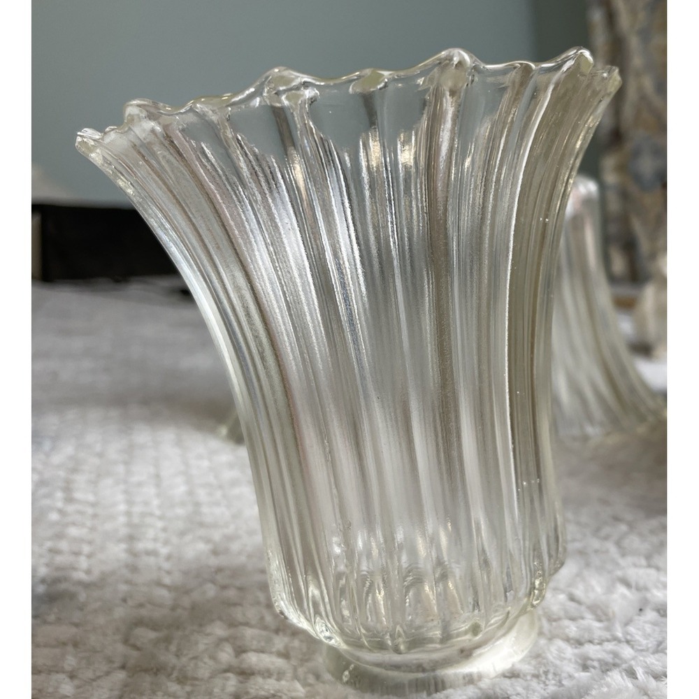 2" Fitter CLEAR RIBS TULIP FAN GLASS‎ Shade Replacement GLASSWARE